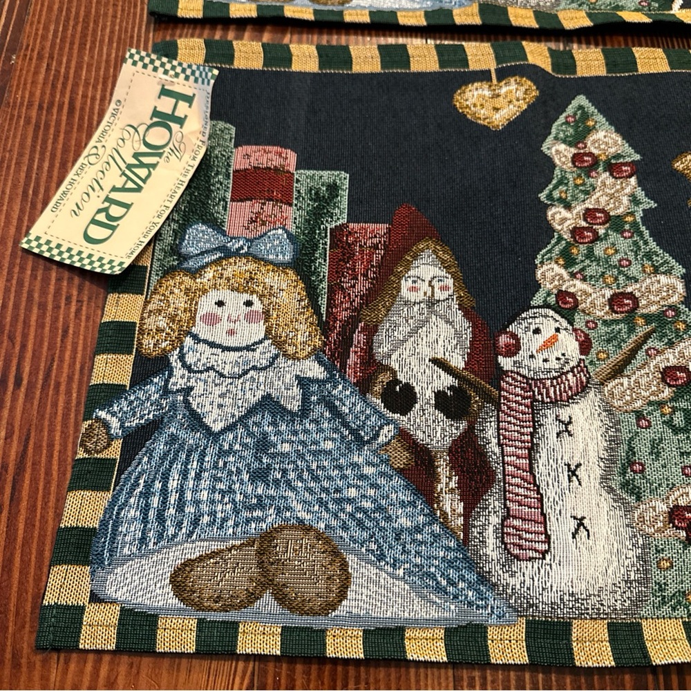 Vtg The Manual Woodworkers Weavers Christmas Tapestry Placemats Set of 2 Howard - Picture 2 of 9